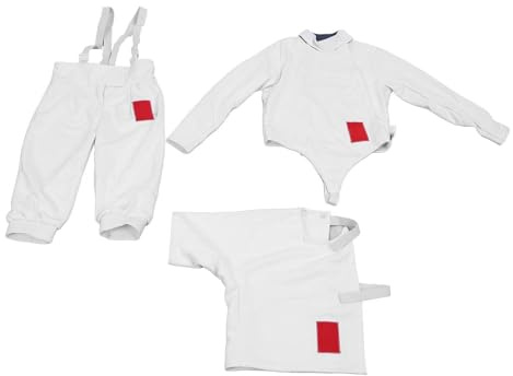Drfeify Fencing Uniform Suit, Thickened Ripstop CE350N Adjustable Breathable Kids Sports Training Suit Pants Jacket Vest Set (44)