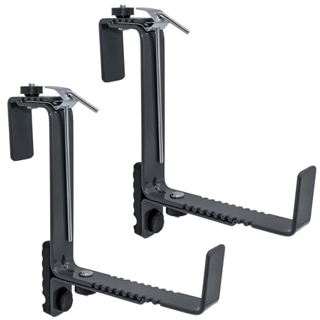 Spetebo Blumenkasten Halter für Geländer verstellbar dunkelgrau - 2er Set | Individuell verstellbar, Für eckige Balkongeländer, 4-7 cm einstellbar, Geländer Brüstung Mauer Befestigung, Variabel