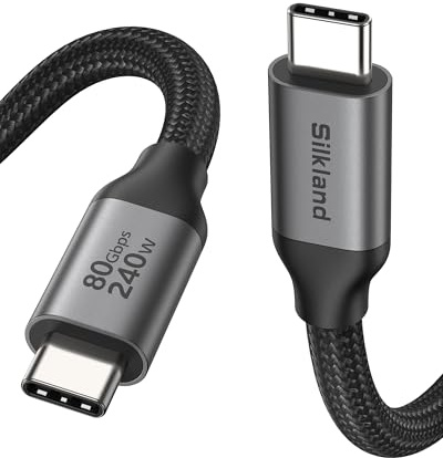 Silkland 80Gbps USB4 V2.0 Kompatibel mit Thunderbolt 5 Kabel 2M 16K/Dual 8K | bis zu 120Gbps Videobandbreite, PD3.1 240W, USB-C Monitor Kabel für Thunderbolt 4/3, USB-C, SSD, Laptop, Dock