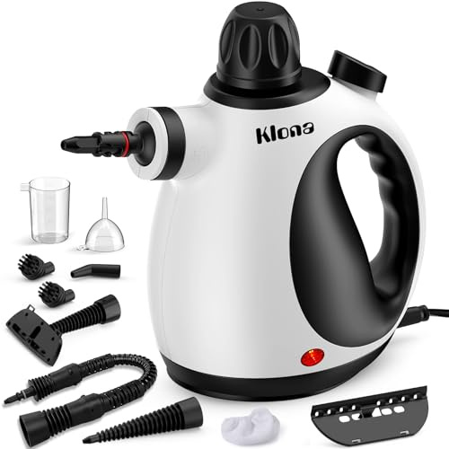 KLONA Steam Cleaner, Handheld Steam Cleaner Multi-purpose Device with 10 Accessories for Removing Steam Cleaning for All Dirt, Upholstery Furniture, Tiles, Sofa, Floor, Window.