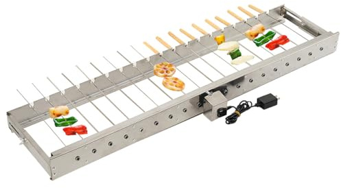 LALABU Elektrischer Spiessdreher mit 19 Spießen und USB-Motor, Schaschlikgrill,Automatisch Drehbarer Grillrost, 16-30 cm passend für Ihren Grill verstellt Werden