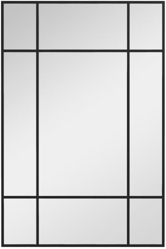 HOMCOM Wandspiegel Dekorativer Spiegel mit Metallrahmen 90 x 60 cm Schwarz | Rechteckiger Spiegel, Schlafzimmer, Badezimmer