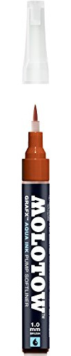MOLOTOW GRAFX Aqua Ink Soft Liner Brush Pump Marker, Brown, 1 Each (727.019)