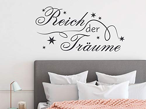 GRAZDesign Wandtattoo Schlafzimmer Reich der Träume Wandaufkleber Sprüche Erwachsene - 59x30cm / 070 schwarz