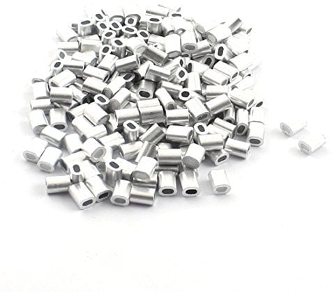 Sourcingmap 200PCS 1mm Steel Cables Aluminium Wire Rope Ferrules 5mm x 2mm