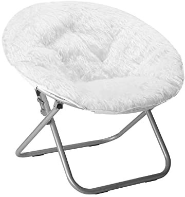 Urban Shop K656241 Mongolian Faux Fur Saucer Chair, White