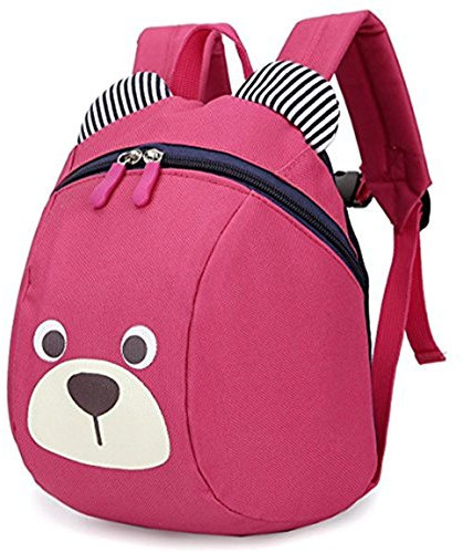 Kinderrucksack, mit abnehmbarer Sicherheitsleine, niedliches 3D-Bärendesign, als Tasche für Kindergarten und Vorschule geeignet, Unisex, empfohlenes Alter: 1 bis 3 Jahre rose