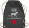 Turnbeutel Rucksack - Pferde-Liebe - Unisize - Dunkelgrau - reitrucksack sprüche pferd i love reiten turn beutel sportbeutel pferde reit ich liebe stoffbeutel ridebag pferdefans sporttasche