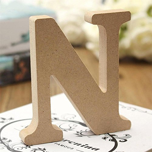 Freeas Dekorative Holz Buchstaben, hängende Wand 26 Buchstaben aus Holz Alphabet Wand Buchstaben für Kinder Baby Name Mädchen Schlafzimmer Hochzeit Geburtstag Party Home Decor-Briefe (N)