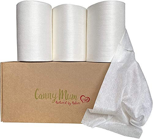 CannyMum Lot de 600 feuilles de papier à couches et lingettes sèches en bambou, sans produits chimiques, biodégradables, compostables, sans plastique