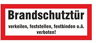 Brandschutztür Hinweis Aufkleber Achtung Farbe Rot, 210 x 78 mm