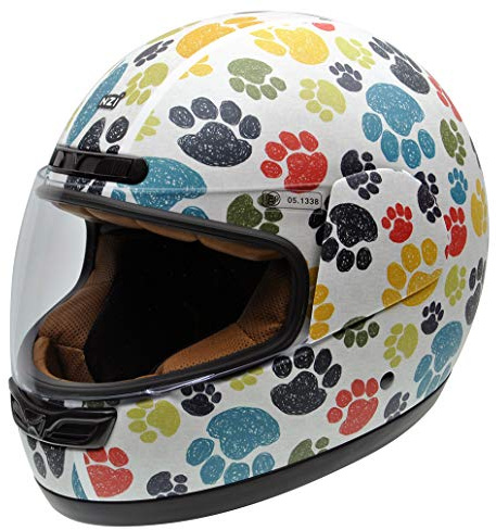 NZI Activy Junior Grafik Volles Gesicht Motorradhelm, Matt Pawprints, Größe XXS