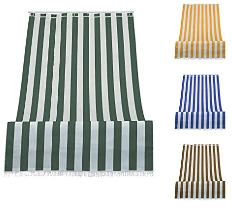 Tenda da Sole a Righe per Balcone Veranda o Terrazzo con Anelli e Ganci Tessuto Resistente da Esterno Misura cm 280x300 Colore Verde