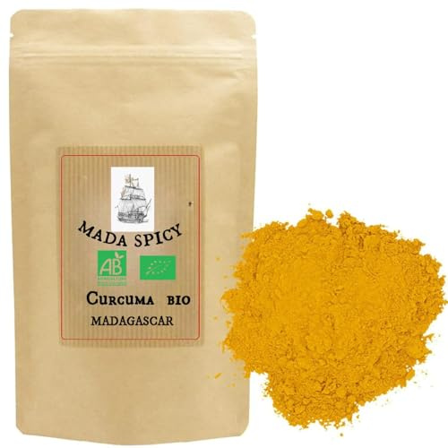 Curcuma poudre biologique de Madagascar 500g sachet zip alimentaire.