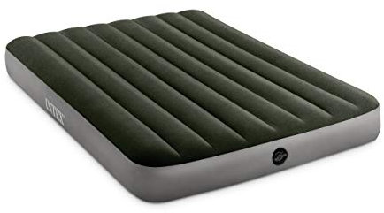 Intex 64778E Dura-Beam Standard Prestige Air Mattress: Fiber-Tech – Full Size – Hand-Held Battery Pump – 10in Bed Height – 600lb Weight Capacity