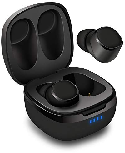 August Wireless Earbuds + Portable Charging Case EP800 - True Wireless Earphones + DSP Noise Cancelling/Bluetooth 5.0 / Waterproof/Integrated Microphone 25h Battery Life for Sport/Work - Black