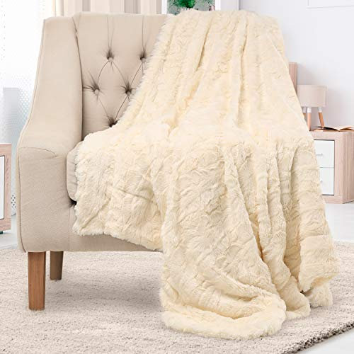 Everlasting Comfort Faux Fur Throw Blanket - Soft, Fluffy, Fuzzy, Plush, Thick Throws