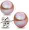 Boucles d'oreilles en perles de culture d'eau douce forme de bouton couleur rose lavande SECRET & YOU - Argent sterling 925 - Disponible en 4 tailles de 8 mm à 11 mm