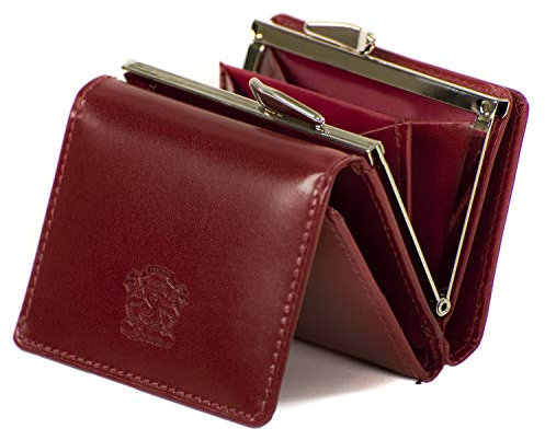 Stefania Damen Geldbörse Rot Portemonnaie aus Echtleder - Sehr elegantes, kleines Portemonnaie aus echtem Leder - Sehr edel und klasse Design - Marken Ledergeldbeutel
