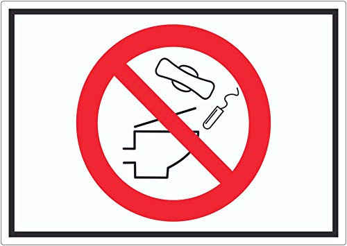 Keine Binden und Tampons ins WC werfen Symbol Aufkleber A6 (105x148mm)