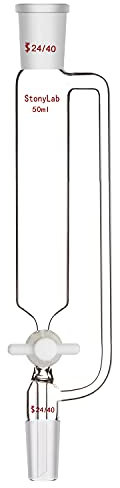 stonylab Imbuto di Pressione Equalizzante, Pressione di Erogazione Imbuto in Vetro Lab Borosilicato Equal Press Funnel con Tappo di Arresto in PTFE per Laboratorio (50ml, 24/40 Joint)
