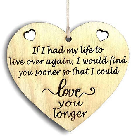 Love Wooden Heart Plaque Gift for Him Gift for Her Hanging Heart Wooden Sign I Love You Quote Gift for Someone Special FBA
