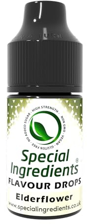 Elderflower Flavour Drop 1 Litre Highly Concentrated Versatile Food Flavouring - Vegan, Non GMO, Gluten Free