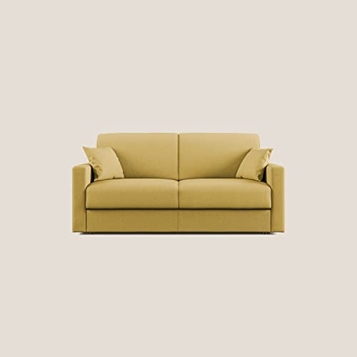Divani.Store Chris Schlafsofa, Stoff, Gelb, 206 cm (Mat 160 x 197)