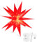 Qijieda 3D Weihnachtsstern Beleuchtet Außen Batterie mit Timer - 58cm led Weihnachtsstern für Fenster, Adventsstern Stern Zum Dekorieren von Innenhof, Balkon Und Garten (Red)