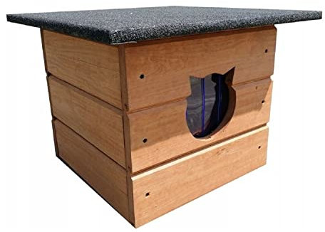 Katzenhaus 40x40 cm Katzenhütte Höhle für draußen Outdoor Winterfest isoliert aus Holz 8580