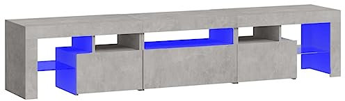 vidaXL Mueble de TV con Luces LED Aparador Armario Auxiliar Soporte Consola Televisión Sala Almacenamiento Mueble Salón Casa Hogar Gris Hormigón