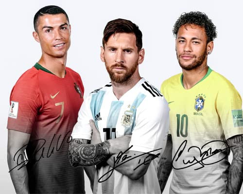 Ikonic Fotohaus Lionel Messi Cristiano Ronaldo Neymar Jr. Autogramm, Wandkunst, Heimdekoration