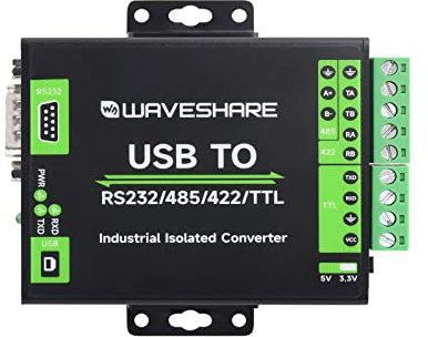 Waveshare FT232RNL USB to RS232/485/422/TTL Interface Converter, Industrial Isolation, Compatible with Mac/Linux/Android/Windows 11/10/8.1/8/7