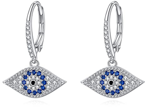 VONALA Böser Blick Hängend Ohrringe 925 Sterling Silber - Türkisches Blaues Auge Tropfen Schutz Schmuck Geschenk für Frauen Damen