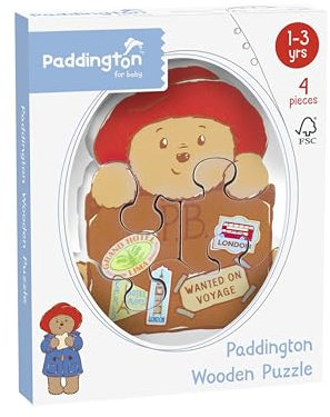 Paddington Bear Toy Mini Wooden Puzzle - My First Puzzles, Jigsaw Puzzle Games - Educational Toys For 1 Year Old + Toddler, Montessori Toys- Official Licensed Paddington Bear Gifts by Orange Tree Toys