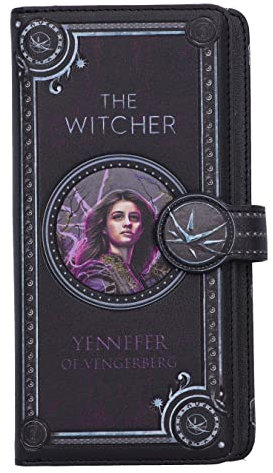 Nemesis Now The Witcher Yennefer Geldbörse mit Prägung, 18,5 cm, PU-Leder, schwarz, offizielles Lizenzprodukt von The Witcher, Yennefer geprägte Geldbörse, 4 Bargeld- und 12 Kartenfächer, Schwarz,
