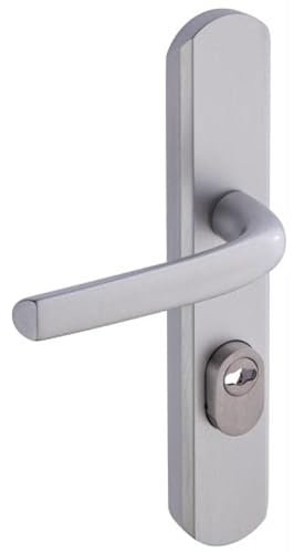 Vachette Set de Poignée de Porte sur Plaque Sécumax Up - Version Clé I, Entraxe 195 mm - Pose Facile - en Aluminium - Protecteur de Cylindre Inox Ajustable de 5 mm - Anodinox - Garantie 10 Ans