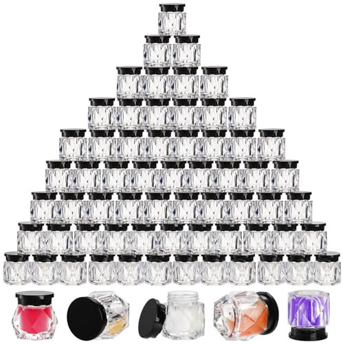 ZENFUN Lot de 100 boîtes à échantillons en plastique de 5 g - Bocaux vides de 5 ml avec couvercle - Réutilisables et rechargeables - Petit pot transparent pour maquillage, huiles, poudre, fard à