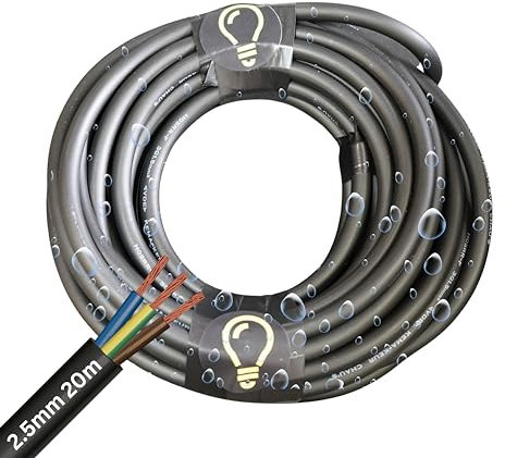 SHPELEC® H05RR-F 3 Core Flexible Rubber Cable - Premium Electrical Wire for Indoor and Outdoor Use - 1.0mm, 1.5mm, 2.5mm 5m, 10m, 20m (2.5mm 20m)
