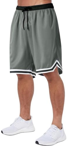 Oanviso Herren Basketball Shorts Mesh Sportshorts Sommer mit Taschen | Mit Elastischer Bund,Laufshorts,Gestreifter Saum,Kurze Hose,Atmungsaktiv,Casual,Fitness,Running,Sweatshorts