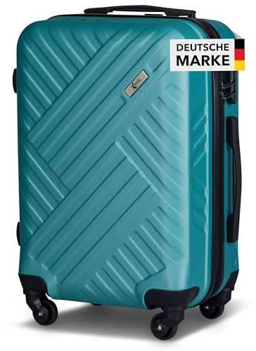 Xonic Design Reisekoffer - ABS Hartschalen Koffer mit 360° Leichtlauf-Rollen - hochwertiger Trolley mit Zahlenschloss in M-L-XL oder Set (Seegrün, M)