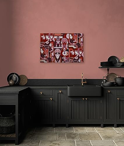 A.S. Création Leinwandbild Band abstrakt Musik - Kunstdruck rot rosa - 90x60 cm Querformat - Moderne Wanddekoration Schlafzimmer Wohnzimmer Küche - Bild auf Keilrahmen