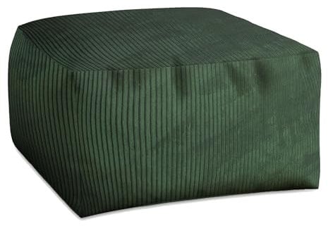 DreamRoots Pouf Hocker Comfort 70x70x40cm - Cord Sitzpuff für Wohnzimmer - Fußhocker für Sessel und Sofa - Sitzablage - Sitzsack
