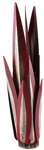 Durratou Windabweisende Metall-Agave, Kunstpflanze, Gartenskulptur, Outdoor-Dekoration, Rasen-Dekoration (12 Blätter, rot, 1 Stück)