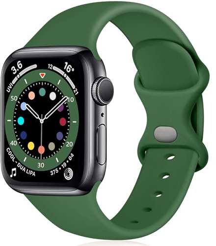Epova Cinturino in Silicone Compatibile con Apple Watch 40mm 38mm 41mm 42mm, Cinturini di Ricambio per iWatch SE Series 10 9 8 7 6 5 4 3 2 1,Verde militare, Grande