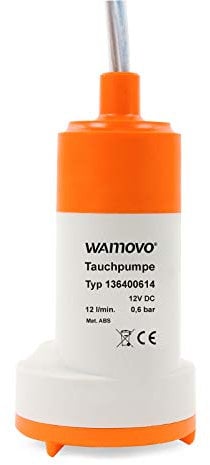 Wamovo Tauchpumpe 12V 0,6 bar 12L pro Minute 18-24 Watt Wasserpumpe Pumpe für Trinkwasser Frischwasserpumpe