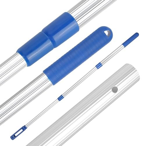 XTDMJ Pool Teleskopstange Aluminium Poolstange, 1.1 m einstellbar Stange zur Poolreinigung 3-teilig Witterungsbeständig und Stabil, Silber