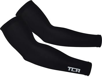 TCA Mangas de Brazo UPF 50+, Antideslizantes, Calentadores de Brazos para Hombres y Mujeres Transpirables Todo el Año para Ciclismo, Running, Gaming, Manga de Compresión para Brazo. - Negro, M