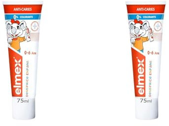 Elmex Dentifrice Bébé et jeune enfant, protège les dents de lait, anti-caries, 0 colorants - Dès le premier brossage - 0-6 Ans, 75ml (Lot de 2)