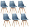 TTATC Pack de 6 Sillas de Comedor con Patas de Madera Maciza de Haya, Sillas de Cocina de Diseño Nórdico Sillas de Oficina de Madera con Asiento Acolchado,Azul Marino